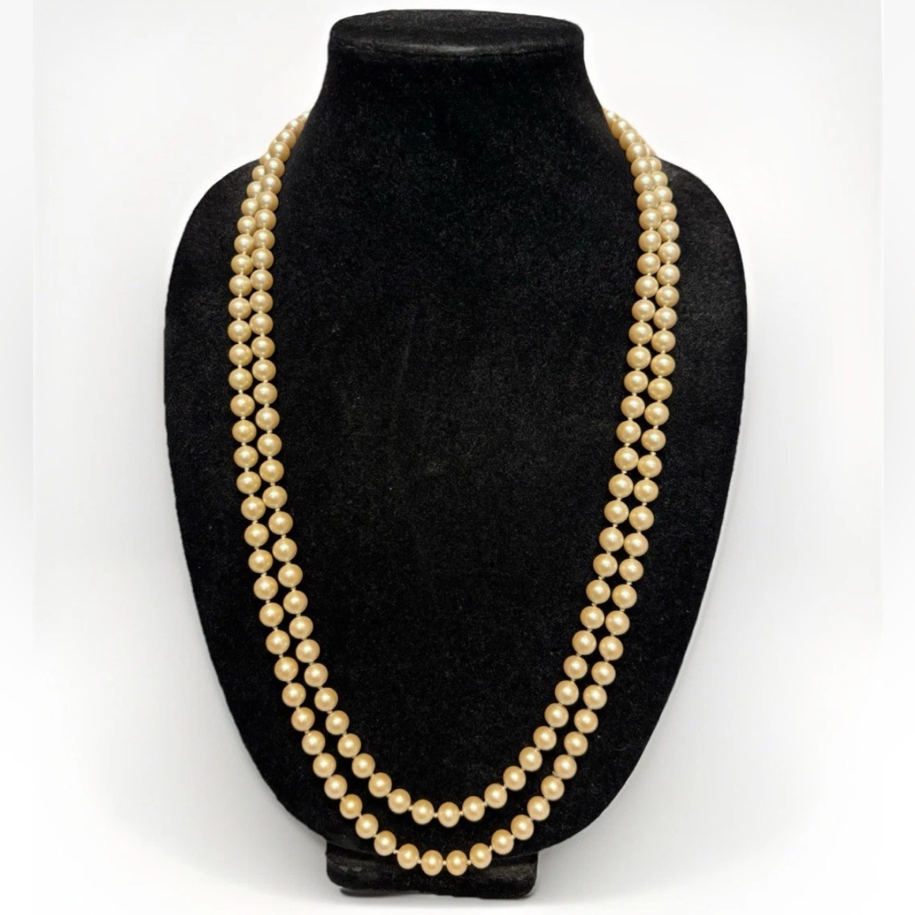 Vintage Double Strand Pearl Signed Richelieu Necklace 4965 34$